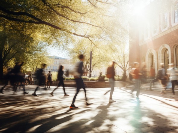 college students on their way to classes